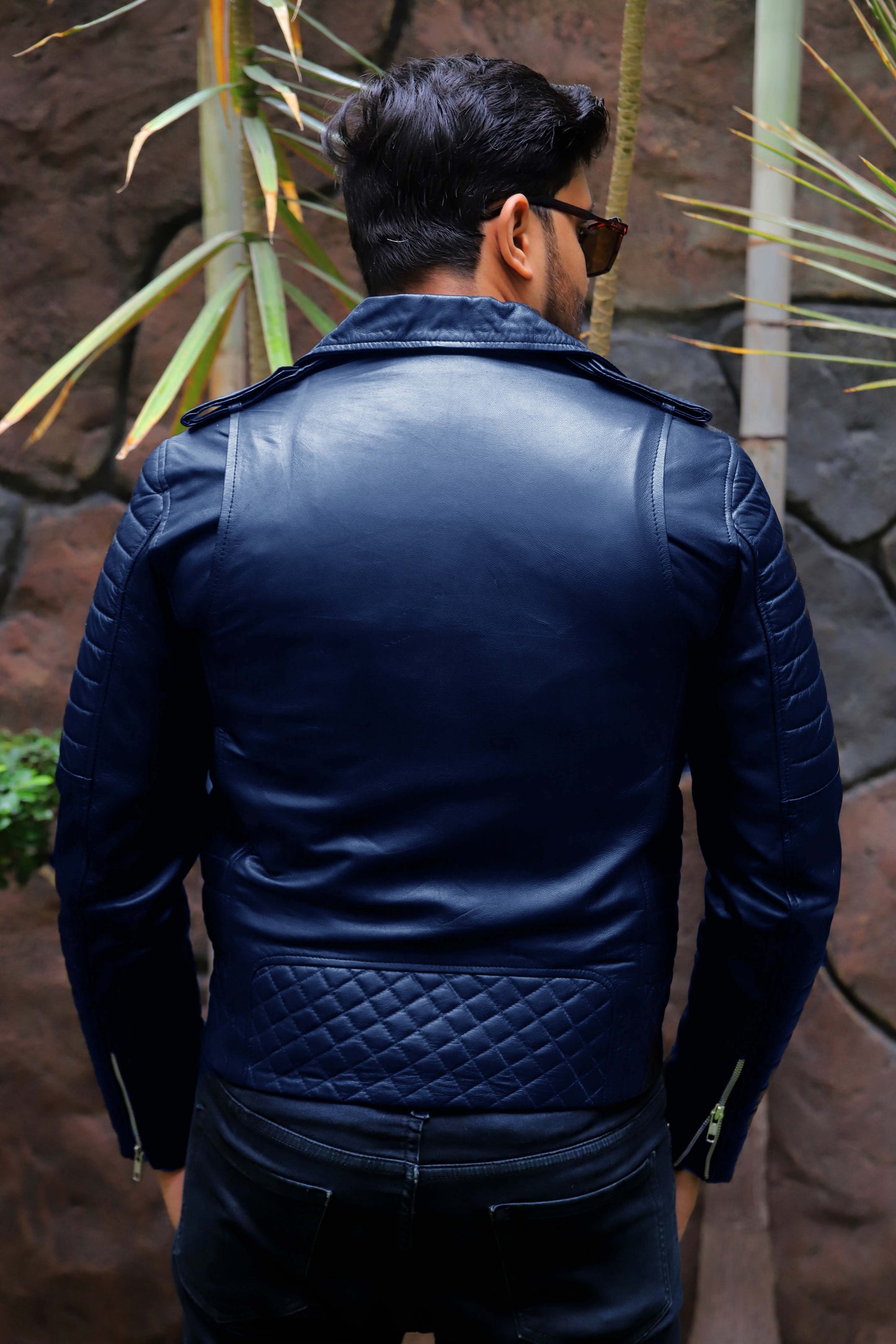 WAH CANTT JACKET Men's Leather Jacket, Biker/Motorcycle Leather Jacket For Men- Blue