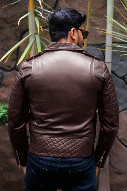 WAH CANTT JACKET Men's Leather Jacket, Biker/Motorcycle Leather Jacket For Men- Brown