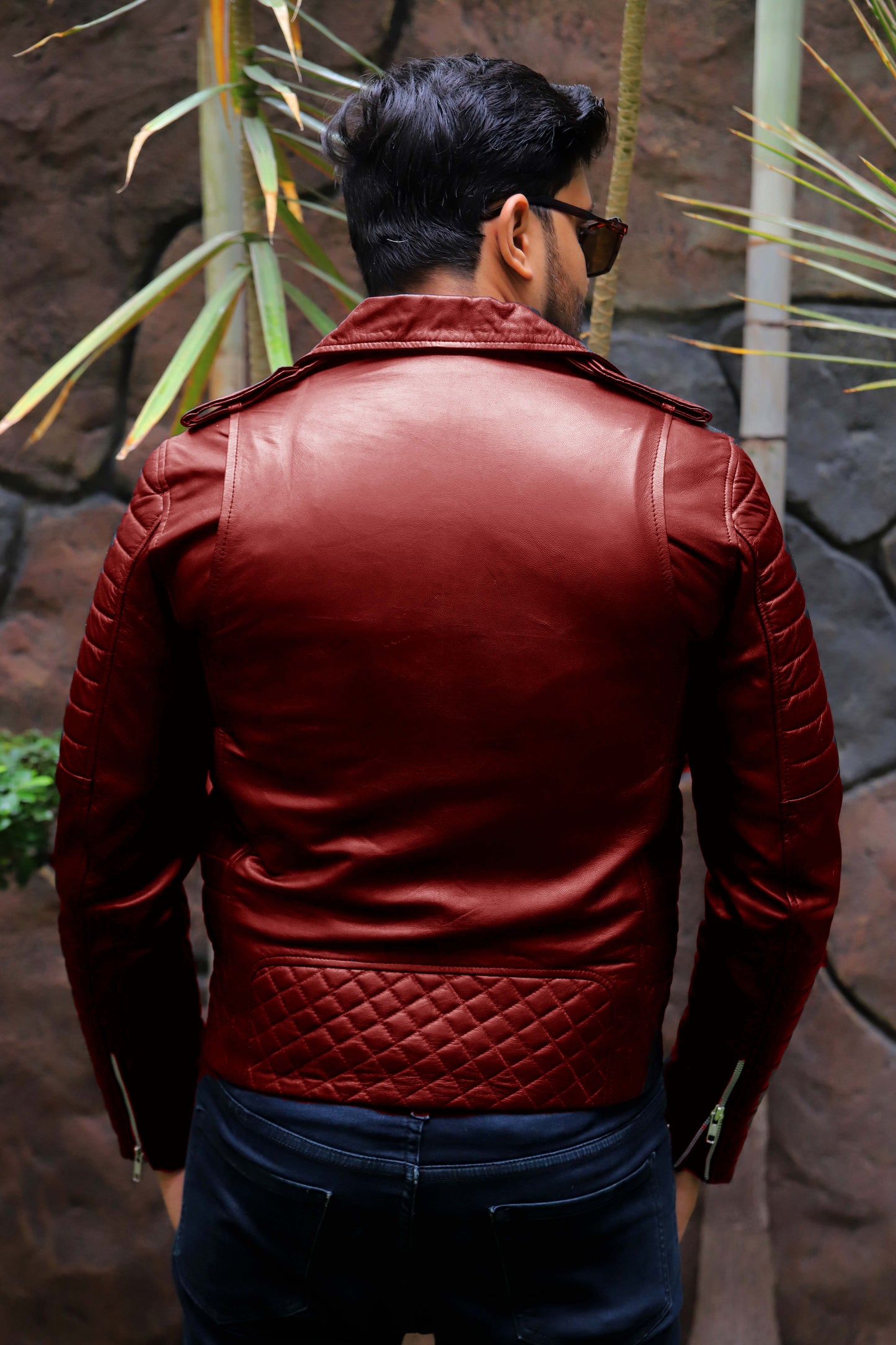 WAH CANTT JACKET Men's Leather Jacket, Biker/Motorcycle Leather Jacket For Men- Red