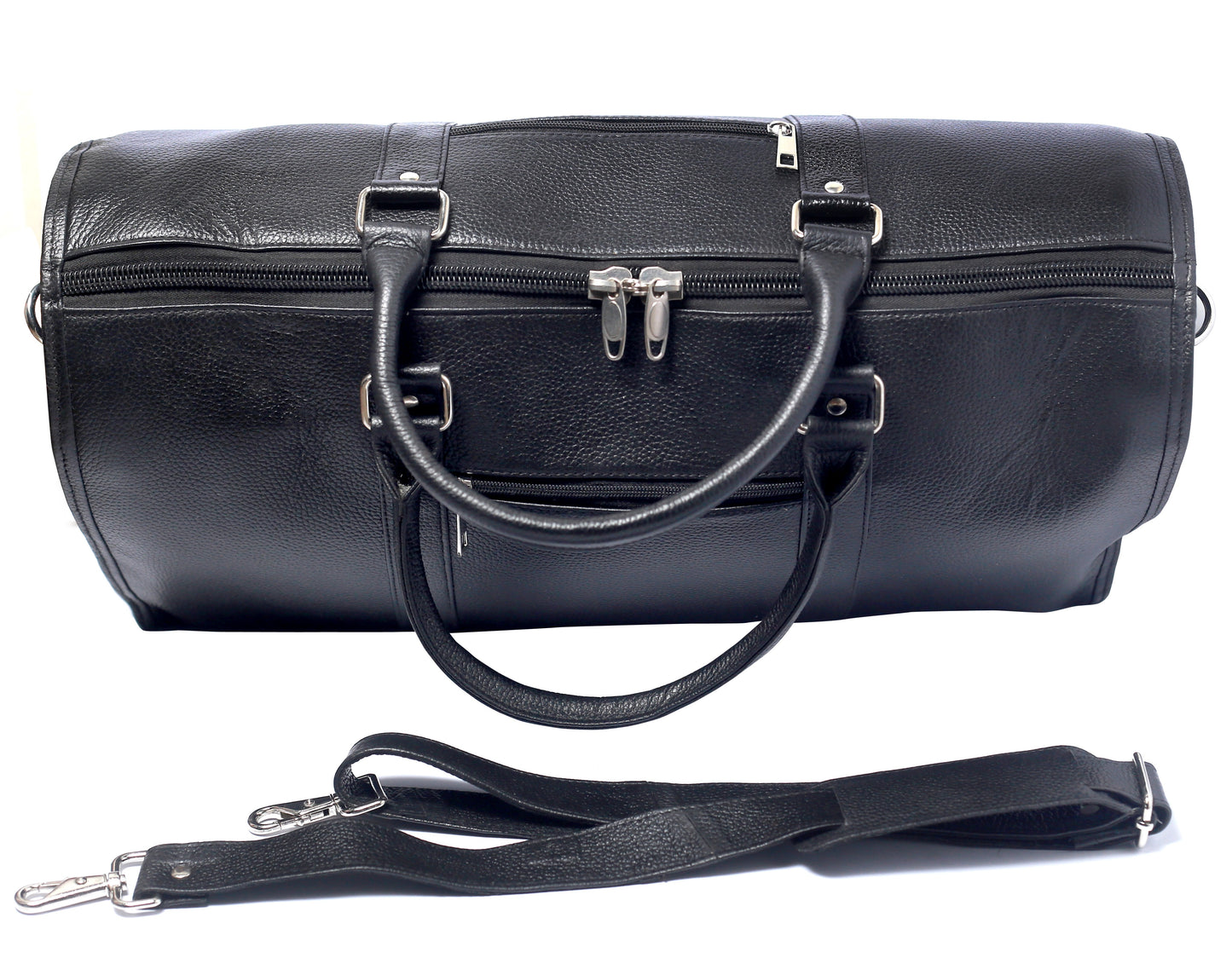 MIANWALI BAG Black Genuine Leather Duffle Bag Midnight Explorer