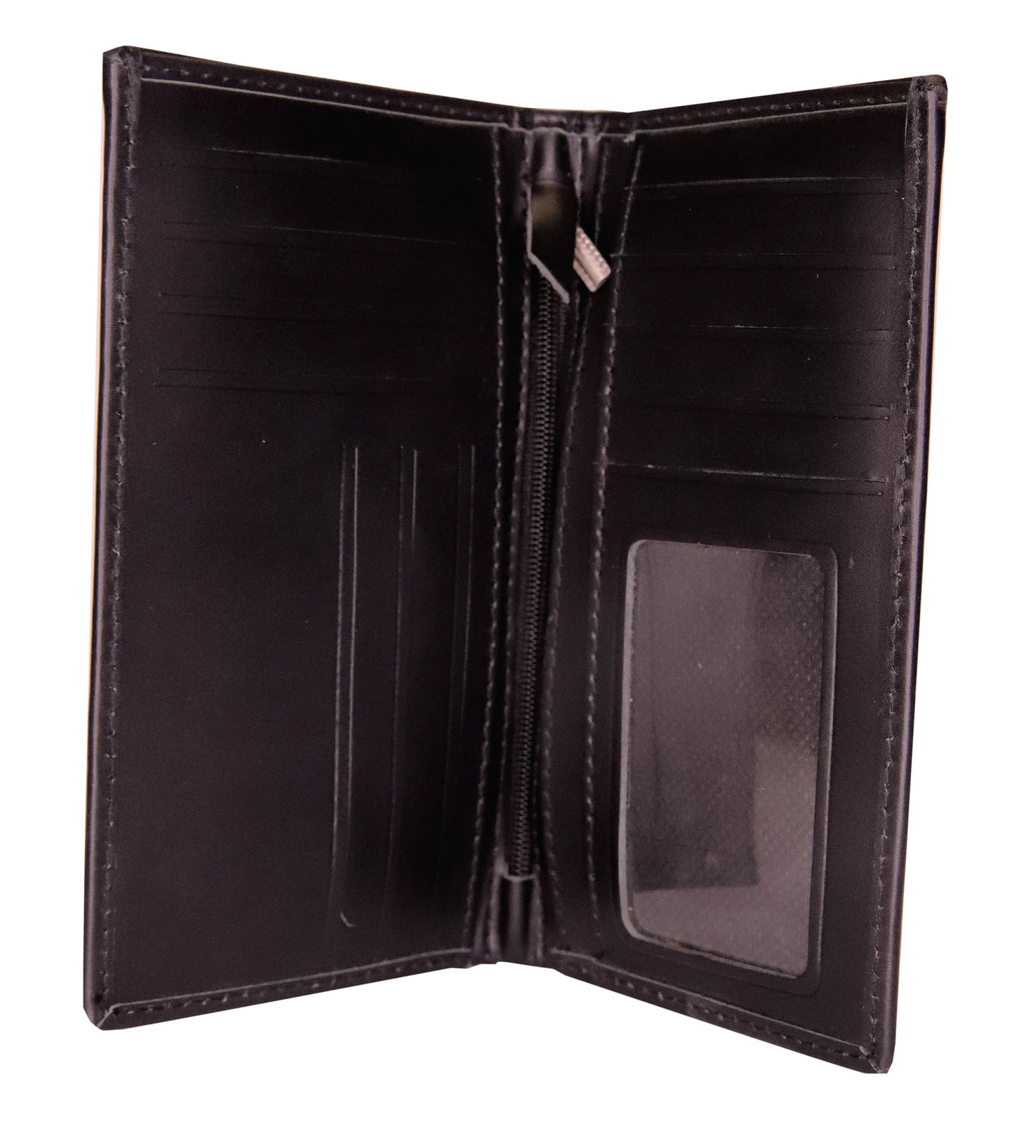 SIALKOT WALLET Versatile Leather Long Wallet All Purpose Long Leather Wallet Jet Black