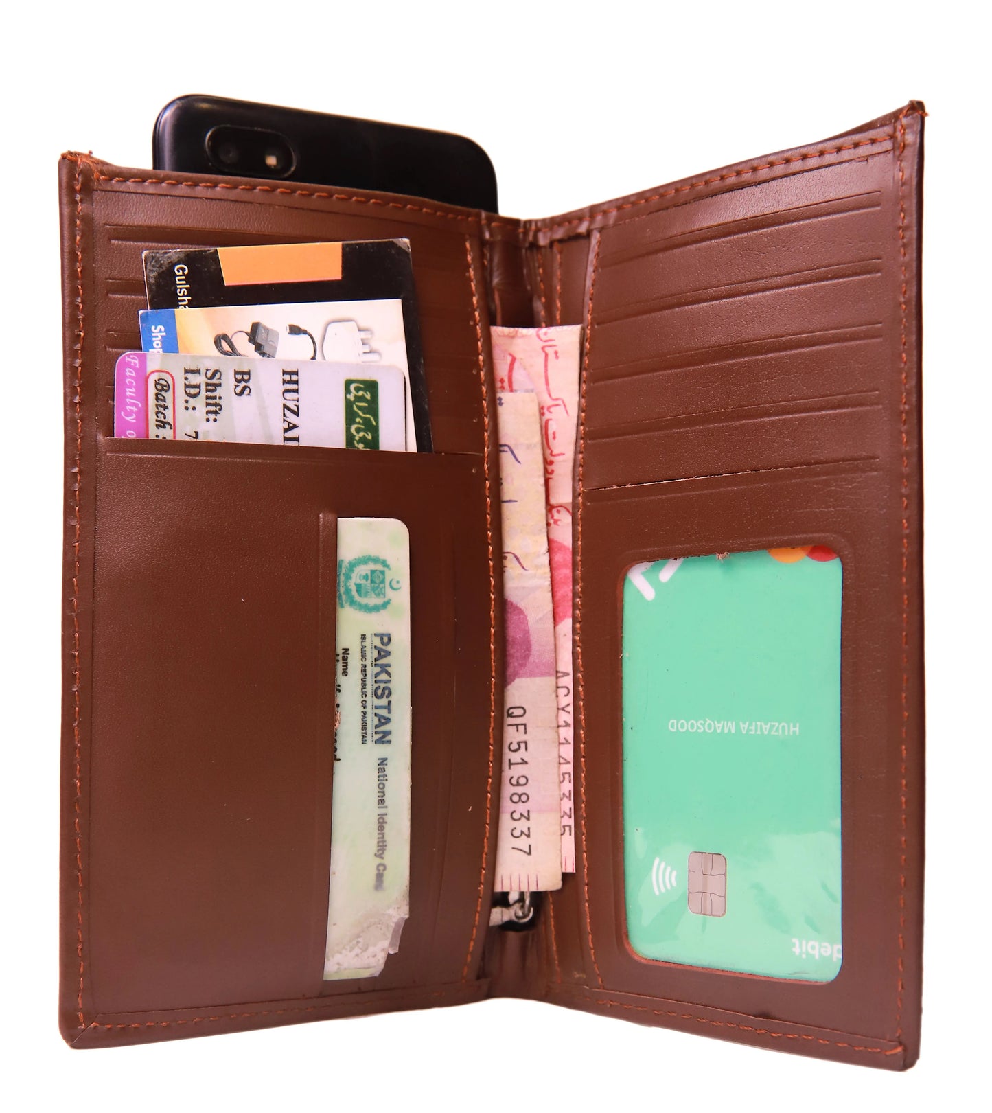 ABBOTTABAD WALLET Versatile Leather Long Wallet All Purpose Long Leather Wallet Brown