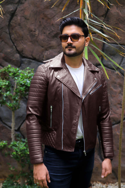 WAH CANTT JACKET Men's Leather Jacket, Biker/Motorcycle Leather Jacket For Men- Brown