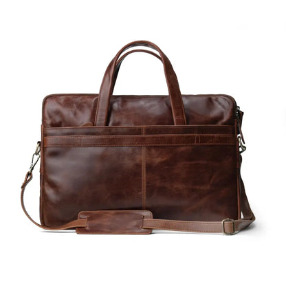 TURBAT BAG: Slim Leather Laptop Bag Unisex- Vintage Tan