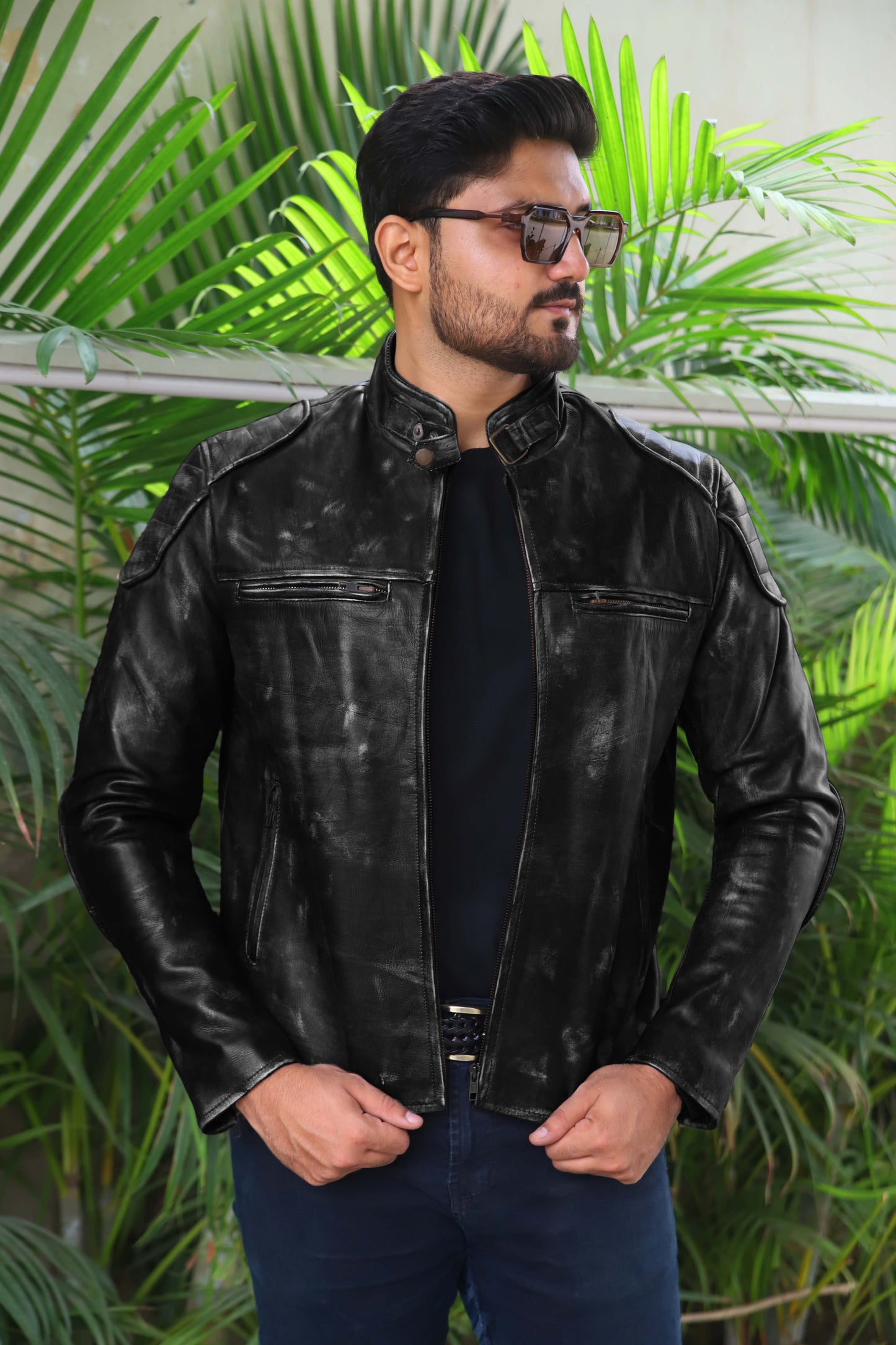 SADIQABAD JACKET Men's Leather Jacket Vintage Black Leather Jacket- Vintage Black