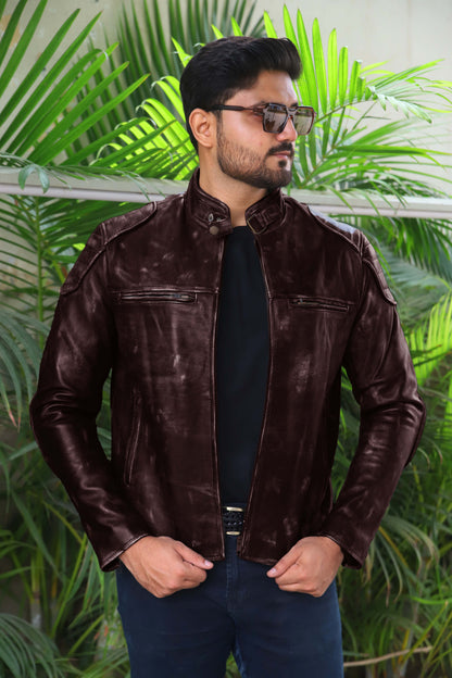 SADIQABAD JACKET Men's Leather Jacket Vintage Black Leather Jacket- Vintage Brown