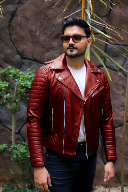 WAH CANTT JACKET Men's Leather Jacket, Biker/Motorcycle Leather Jacket For Men- Red