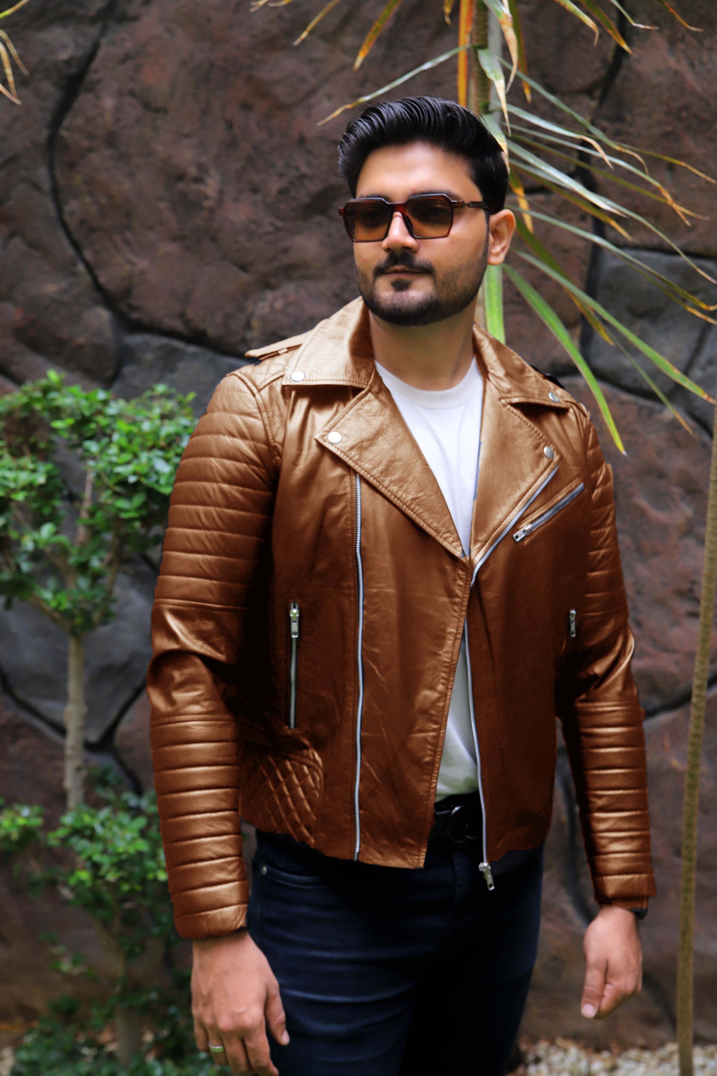 WAH CANTT JACKET Men's Leather Jacket, Biker/Motorcycle Leather Jacket For Men- Cognac