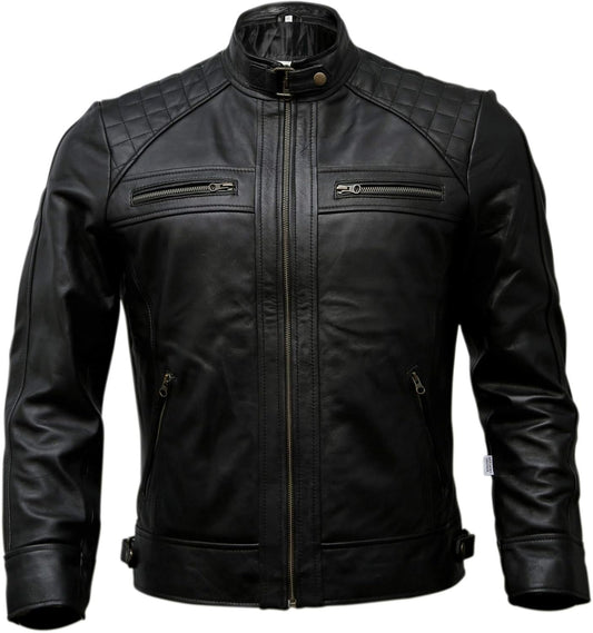 MULTAN JACKET Genuine Leather Diamond Style Biker Jacket For Men