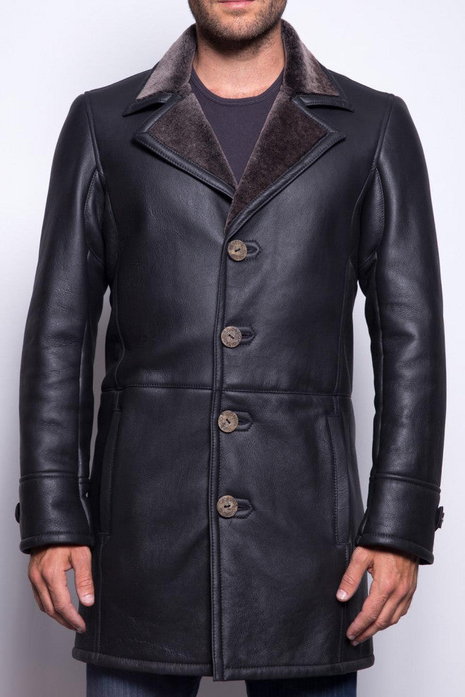 DADU JACKET Genuine Leather Long Coat With Fur Inner Long Coat For Men