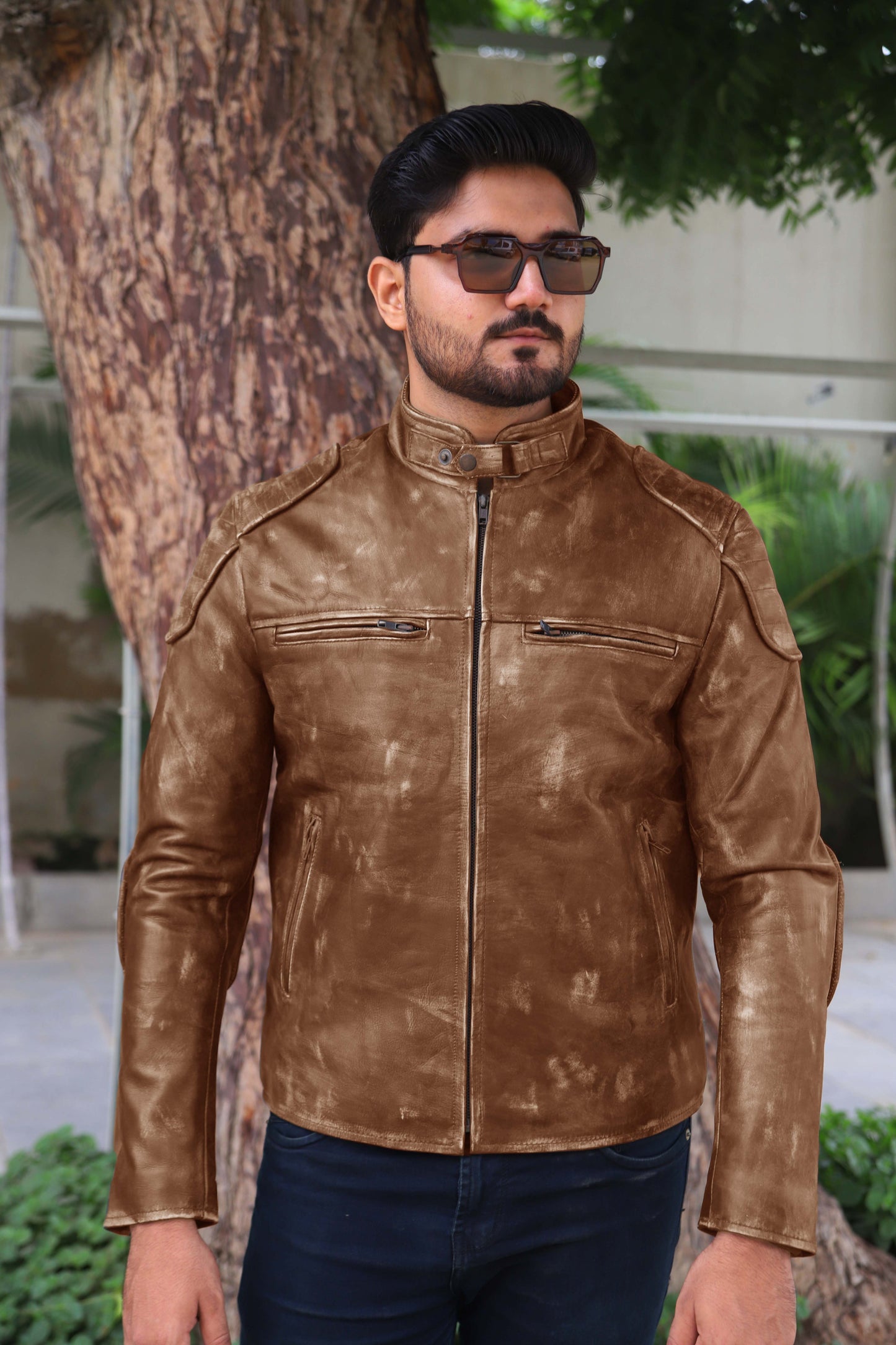 SADIQABAD JACKET Men's Leather Jacket Vintage Black Leather Jacket- Vintage Cognac