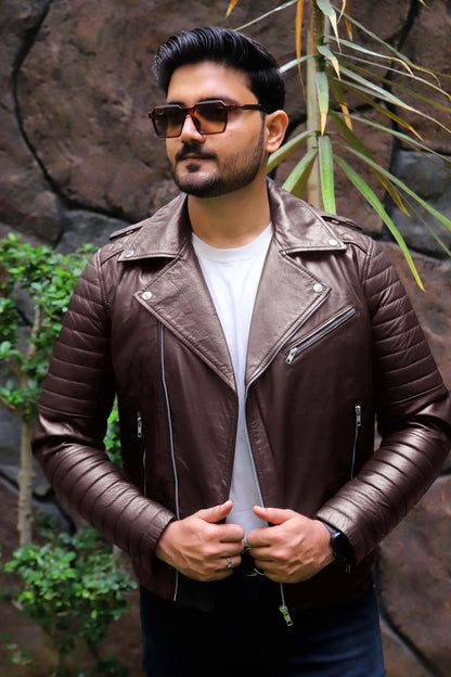 WAH CANTT JACKET Men's Leather Jacket, Biker/Motorcycle Leather Jacket For Men- Brown