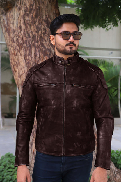 SADIQABAD JACKET Men's Leather Jacket Vintage Black Leather Jacket- Vintage Brown