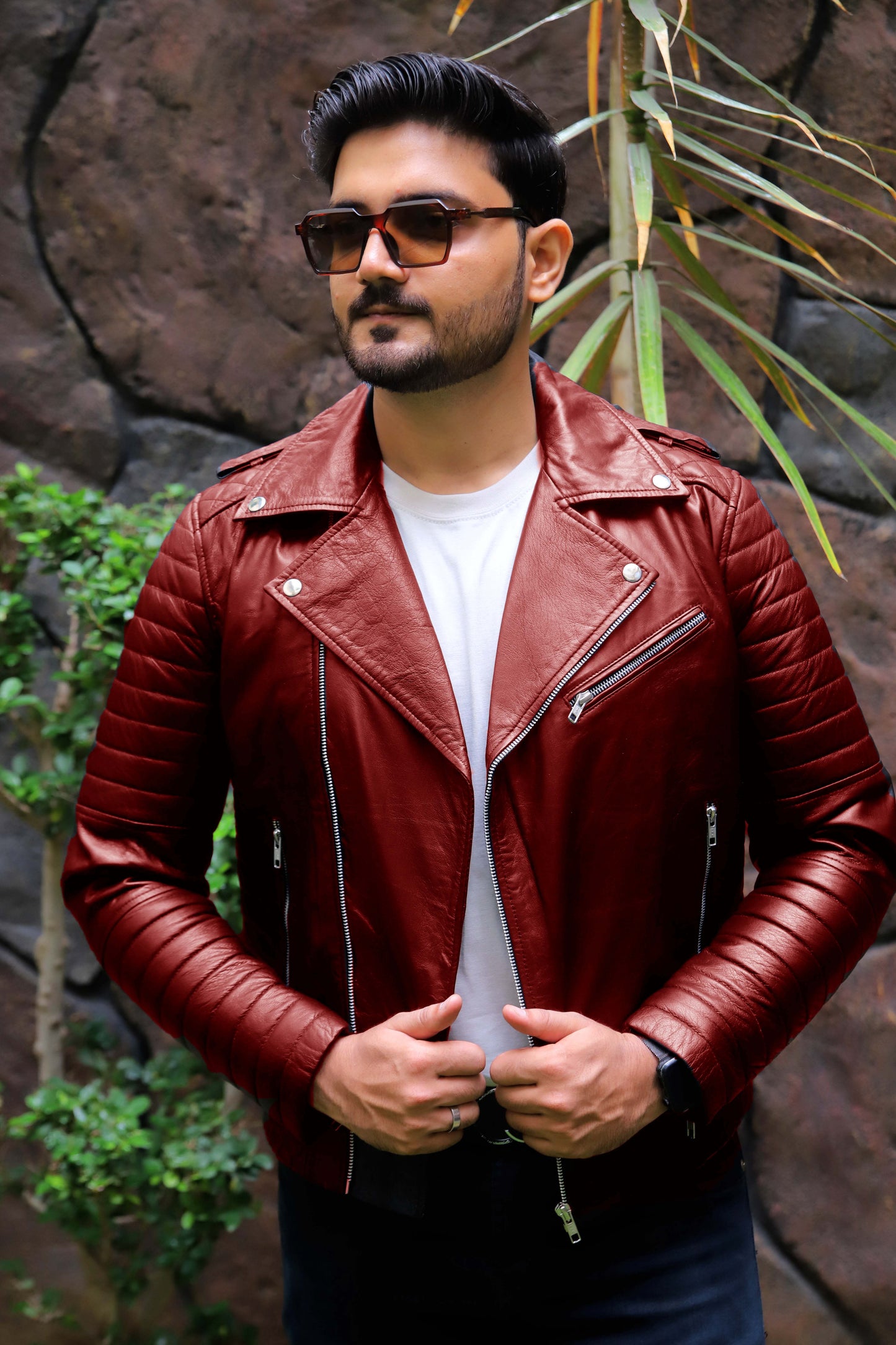 WAH CANTT JACKET Men's Leather Jacket, Biker/Motorcycle Leather Jacket For Men- Red