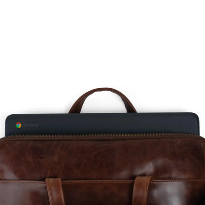 TURBAT BAG: Slim Leather Laptop Bag Unisex- Vintage Tan