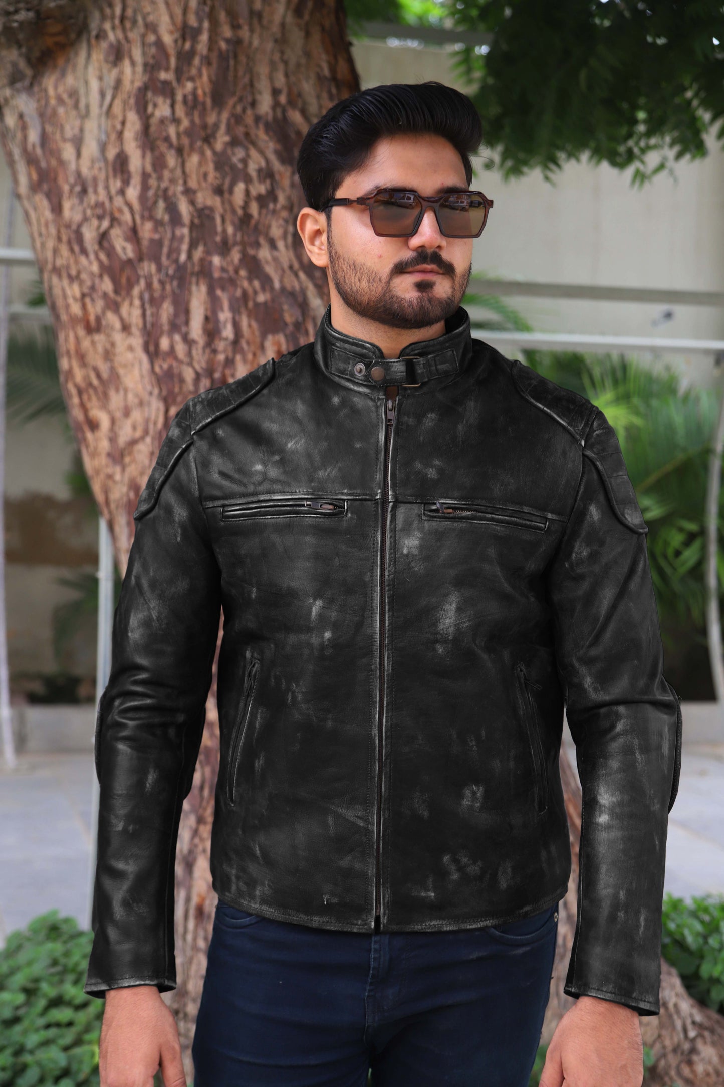 SADIQABAD JACKET Men's Leather Jacket Vintage Black Leather Jacket- Vintage Black