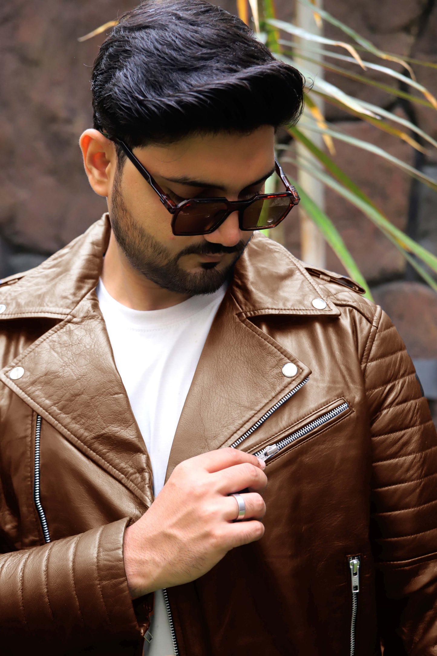 WAH CANTT JACKET Men's Leather Jacket, Biker/Motorcycle Leather Jacket For Men- Cognac