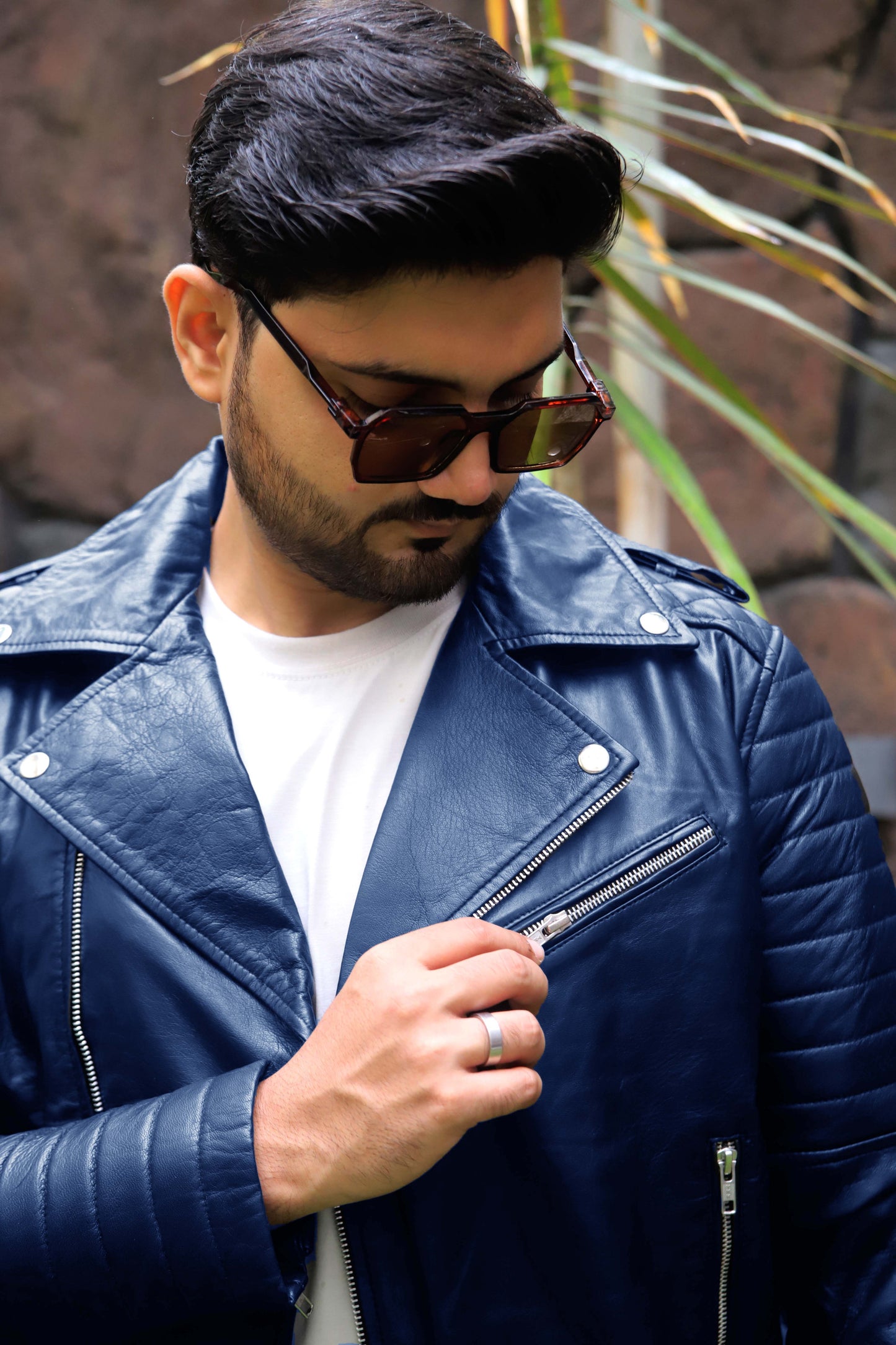 WAH CANTT JACKET Men's Leather Jacket, Biker/Motorcycle Leather Jacket For Men- Blue