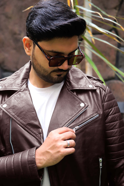 WAH CANTT JACKET Men's Leather Jacket, Biker/Motorcycle Leather Jacket For Men- Brown