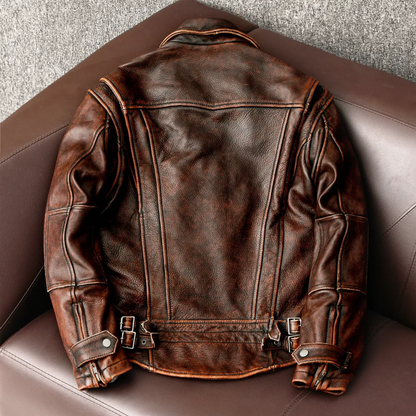 BAHAWALNAGAR JACKET Genuine Leather Motorcycle Style Vintage Brown Jacket For Men