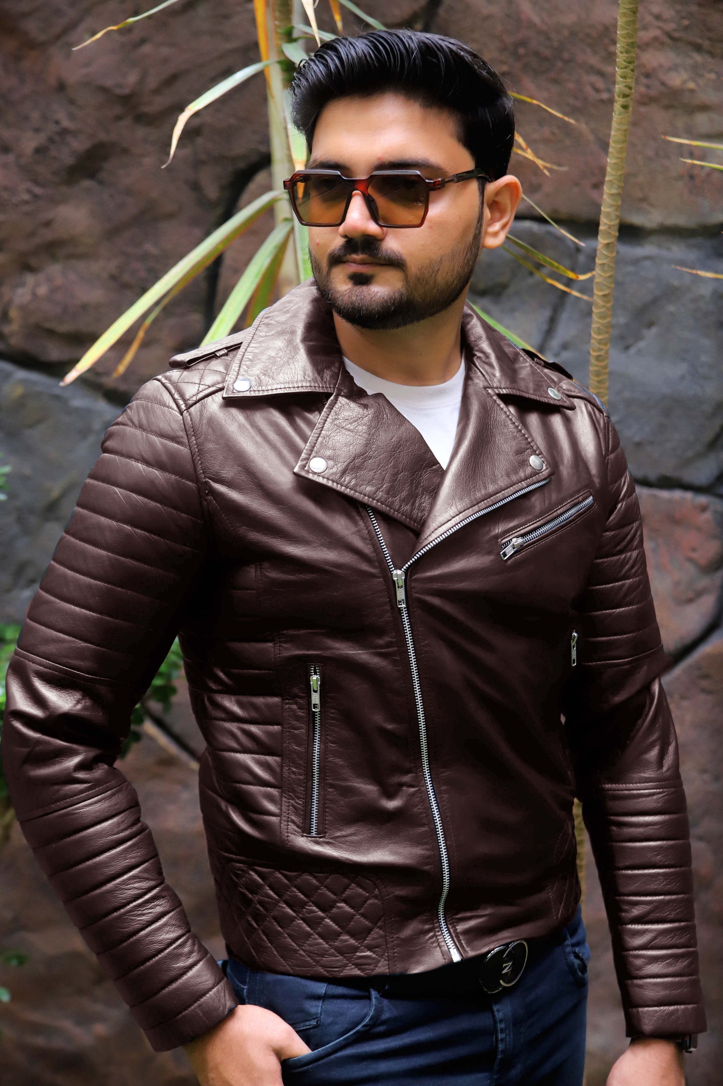 WAH CANTT JACKET Men's Leather Jacket, Biker/Motorcycle Leather Jacket For Men- Brown