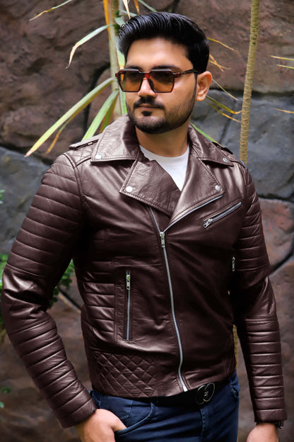 WAH CANTT JACKET Men's Leather Jacket, Biker/Motorcycle Leather Jacket For Men- Brown