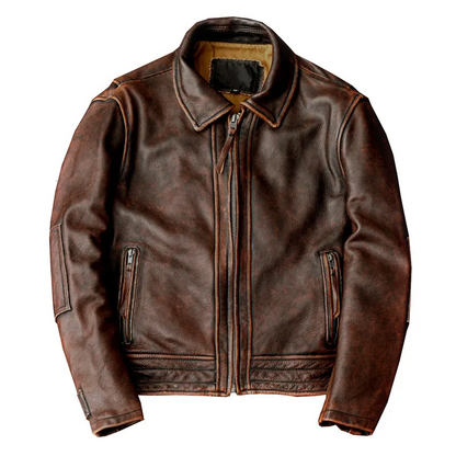 BAHAWALNAGAR JACKET Genuine Leather Motorcycle Style Vintage Brown Jacket For Men