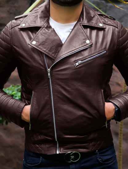 WAH CANTT JACKET Men's Leather Jacket, Biker/Motorcycle Leather Jacket For Men- Brown