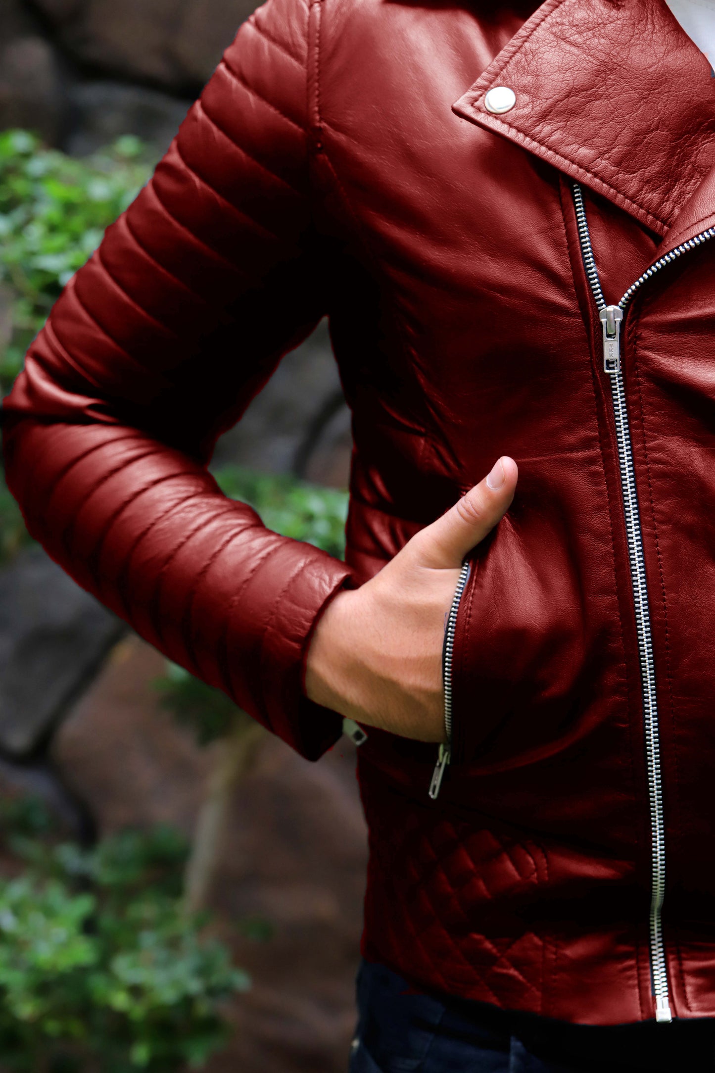 WAH CANTT JACKET Men's Leather Jacket, Biker/Motorcycle Leather Jacket For Men- Red