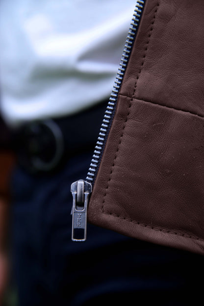 MINGORA JACKET Men's Leather Vest, Formal Leather Vest, Biker Leather Vest, Casual Leather Vest For Men-Brown