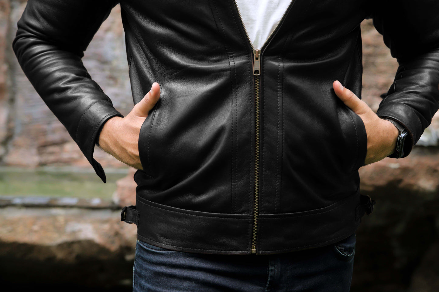 SAHIWAL JACKET Men's Leather Jacket For Men, Diamond Style Biker Jacket For Men-Jet Black