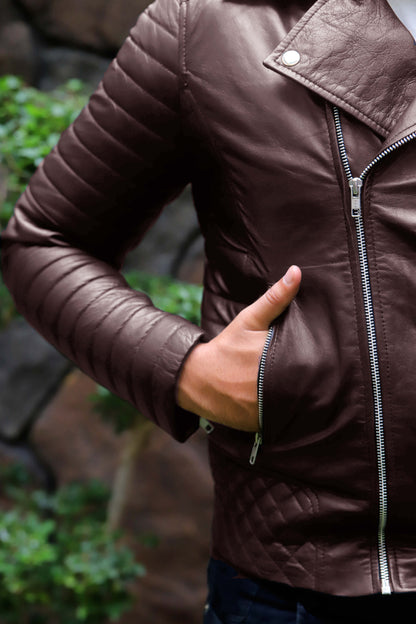 WAH CANTT JACKET Men's Leather Jacket, Biker/Motorcycle Leather Jacket For Men- Brown