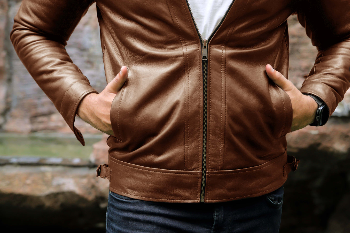 SAHIWAL JACKET Men's Leather Jacket For Men, Diamond Style Biker Jacket For Men-Cognac