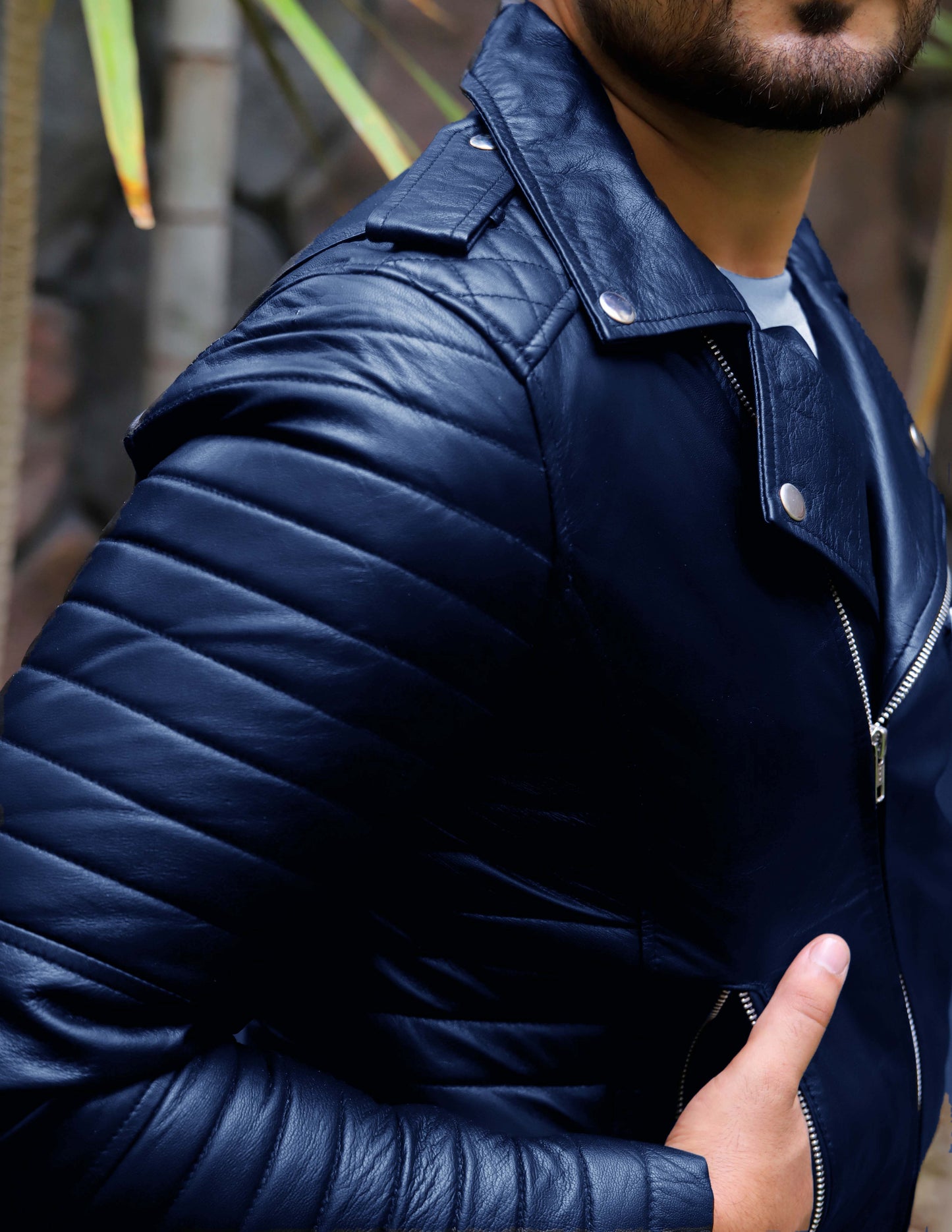 WAH CANTT JACKET Men's Leather Jacket, Biker/Motorcycle Leather Jacket For Men- Blue