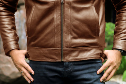 SAHIWAL JACKET Men's Leather Jacket For Men, Diamond Style Biker Jacket For Men-Cognac