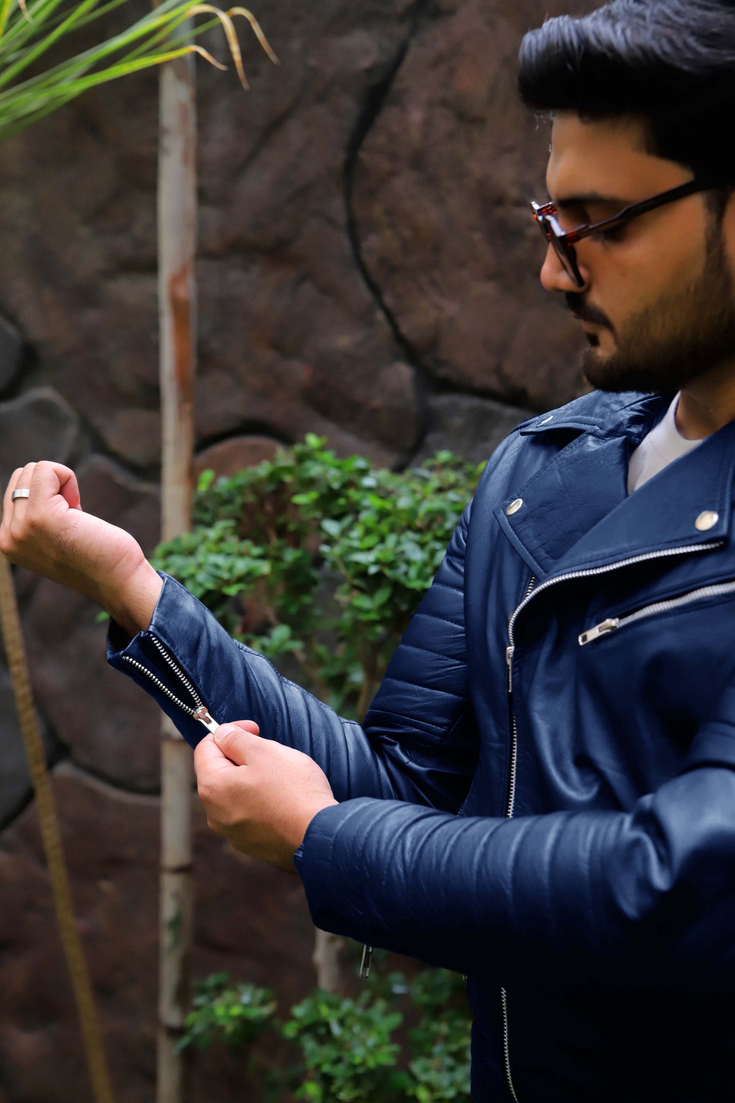 WAH CANTT JACKET Men's Leather Jacket, Biker/Motorcycle Leather Jacket For Men- Blue