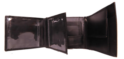 MULTAN WALLET Modern Leather Wallet Tri-Fold Leather Wallet Standard Size Jet Black