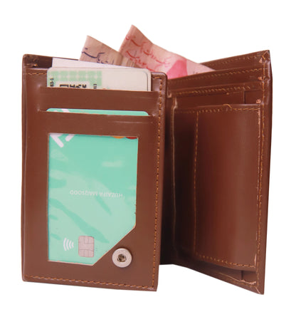 ISLAMABAD WALLET Compact Size Leather Wallet Modish Tri-Fold Leather Wallet Brown