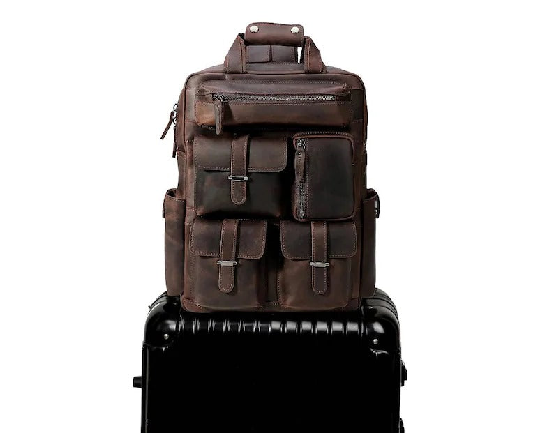 SIALKOT BACKPACK Traveler Upgrade Backpack Travel Rucksack Unisex Rustic Vintage Backpack Dark Brown