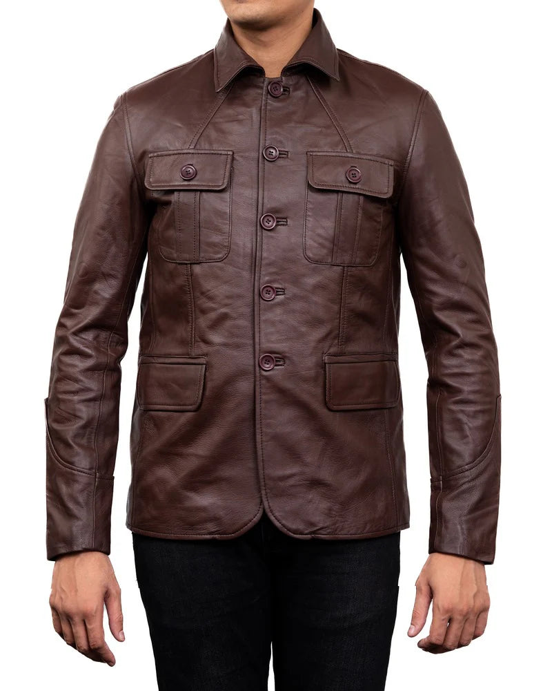 HYDERABAD JACKET Genuine Leather Military Style Formal Coat For Men