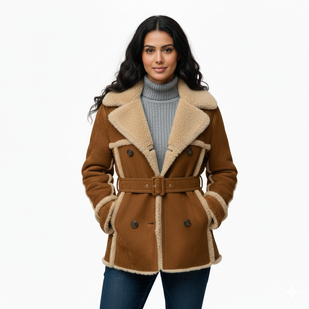 SADIQABAD COAT- Suede Leather Fur Lined Coat UNISEX