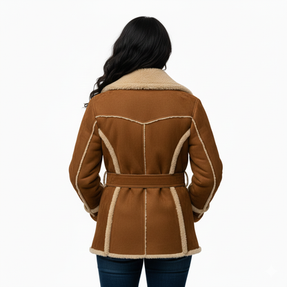 SADIQABAD COAT- Suede Leather Fur Lined Coat UNISEX