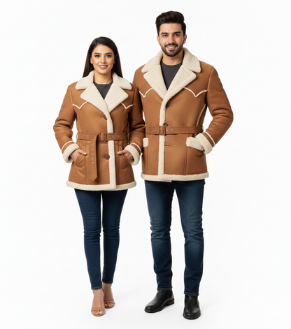 ISLAMABAD COAT- Suede Leather Fur Lined Coat UNISEX