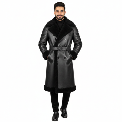 FAISALABAD COAT- Genuine Leather Fur Long Coat UNISEX