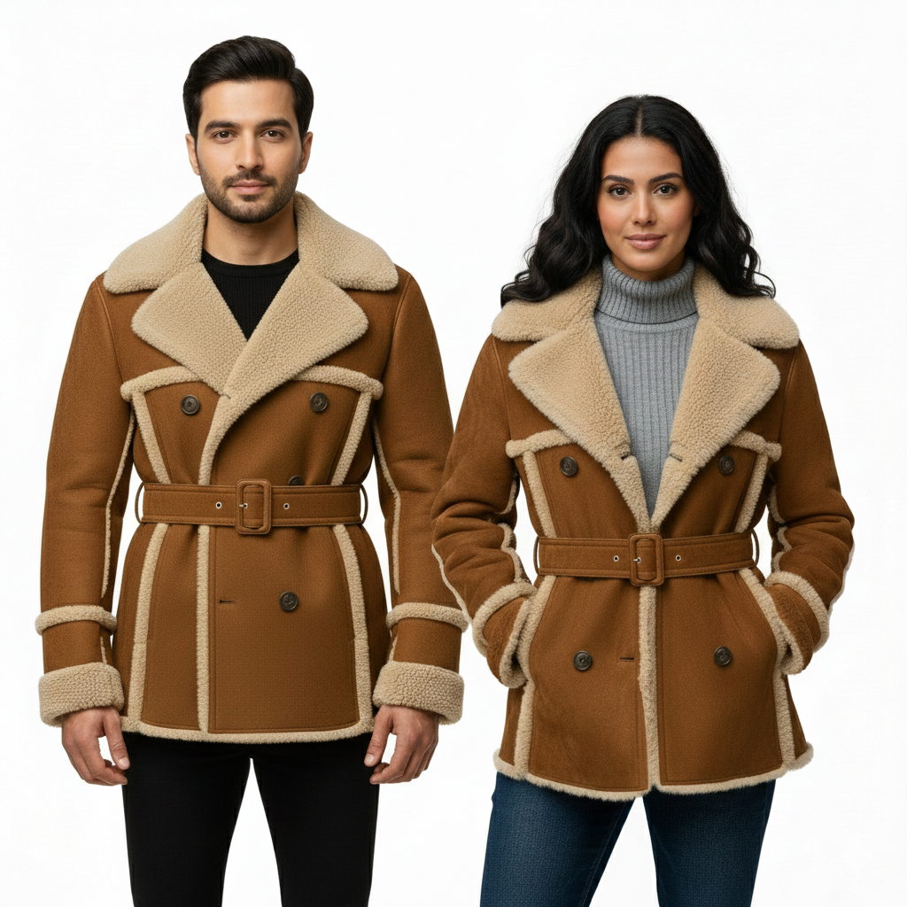 SADIQABAD COAT- Suede Leather Fur Lined Coat UNISEX