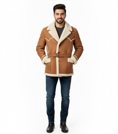 ISLAMABAD COAT- Suede Leather Fur Lined Coat UNISEX