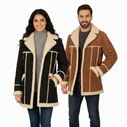 BANI GALA COAT- Fur-Suede Leather Long Coat UNISEX