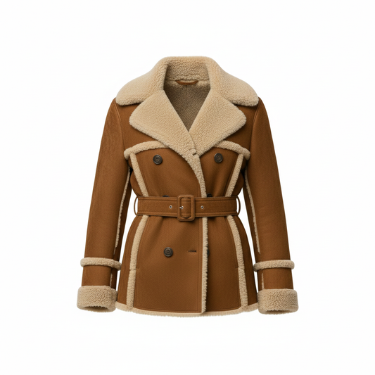 SADIQABAD COAT- Suede Leather Fur Lined Coat UNISEX