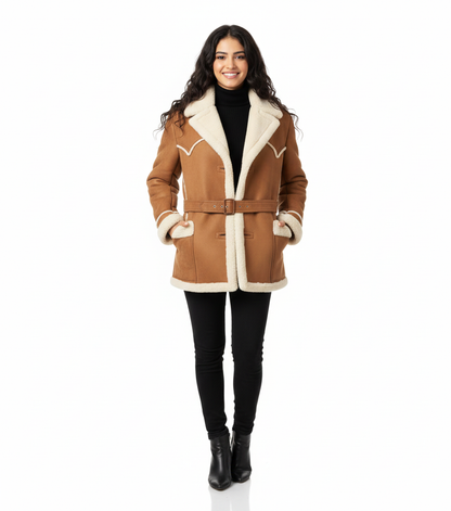 ISLAMABAD COAT- Suede Leather Fur Lined Coat UNISEX