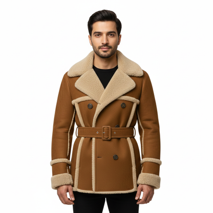 SADIQABAD COAT- Suede Leather Fur Lined Coat UNISEX
